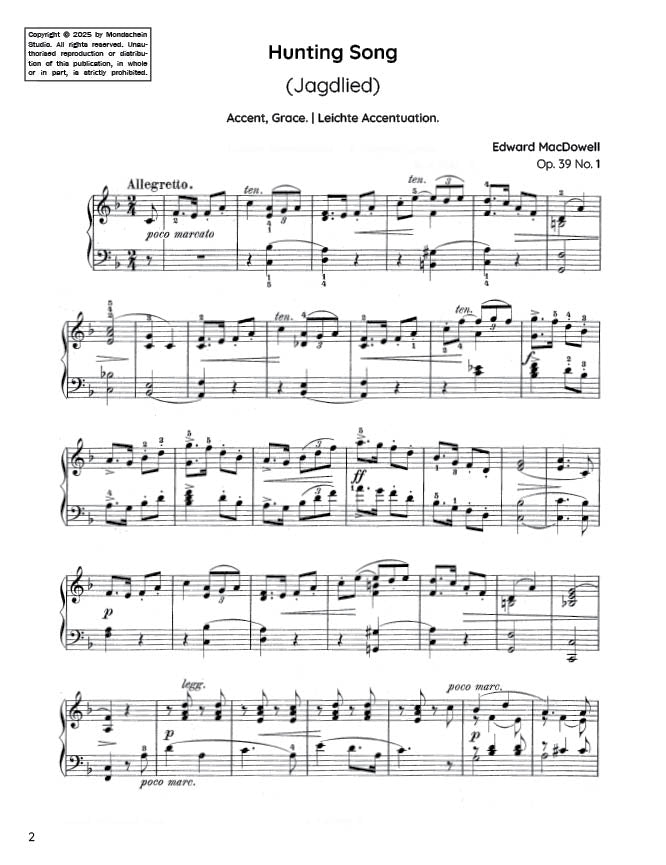 MacDowell - Hunting Song, Op. 39 No. 1 (PDF Sheet Music / Digital Download)