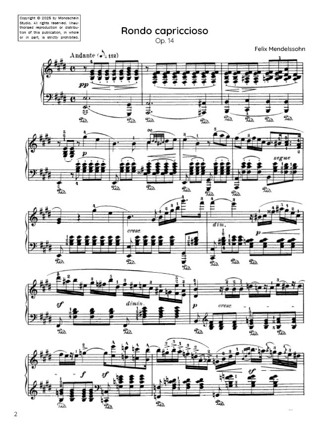 Mendelssohn - Rondo capriccioso, Op. 14 (PDF Sheet Music / Digital Download)