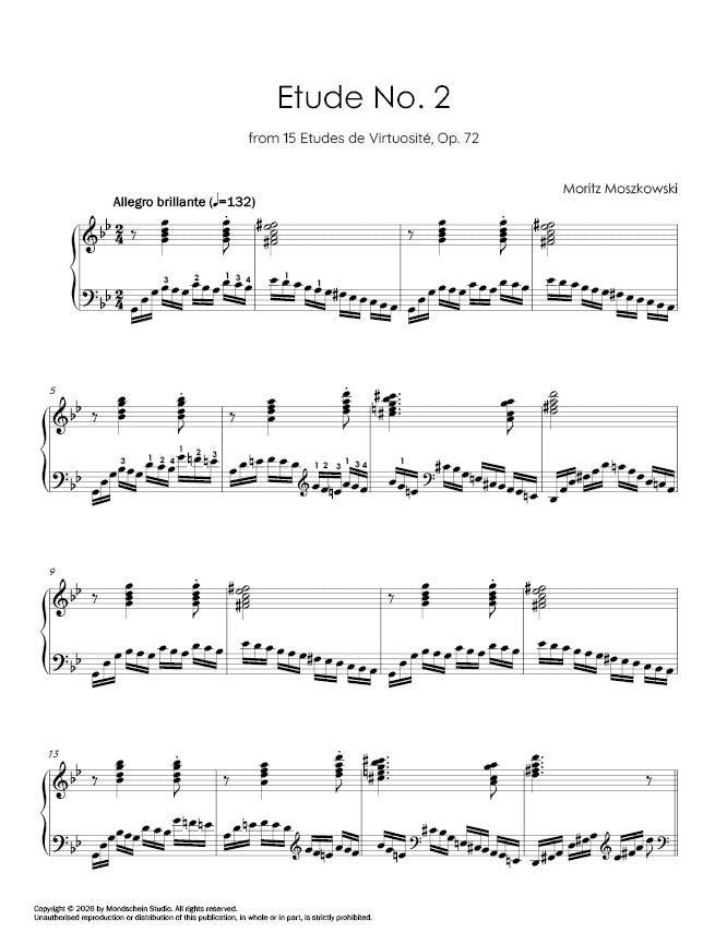 Moszkowski - Etude in G minor from 15 Etudes de Virtuosité, Op. 72 No. 2 (PDF Sheet Music / Digital Download)