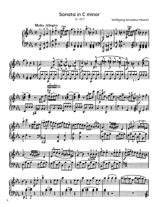 Mozart - Piano Sonata No. 14 in C minor, K457 (PDF Sheet Music / Digital Download)