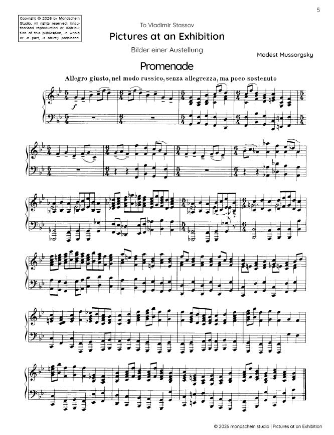 Mussorgsky - Pictures at an Exhibition (PDF Sheet Music / Digital Download)