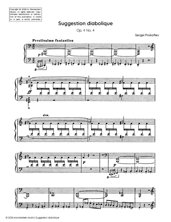Prokofiev - Suggestion diabolique, Op. 4 No. 4 (PDF Sheet Music / Digital Download)