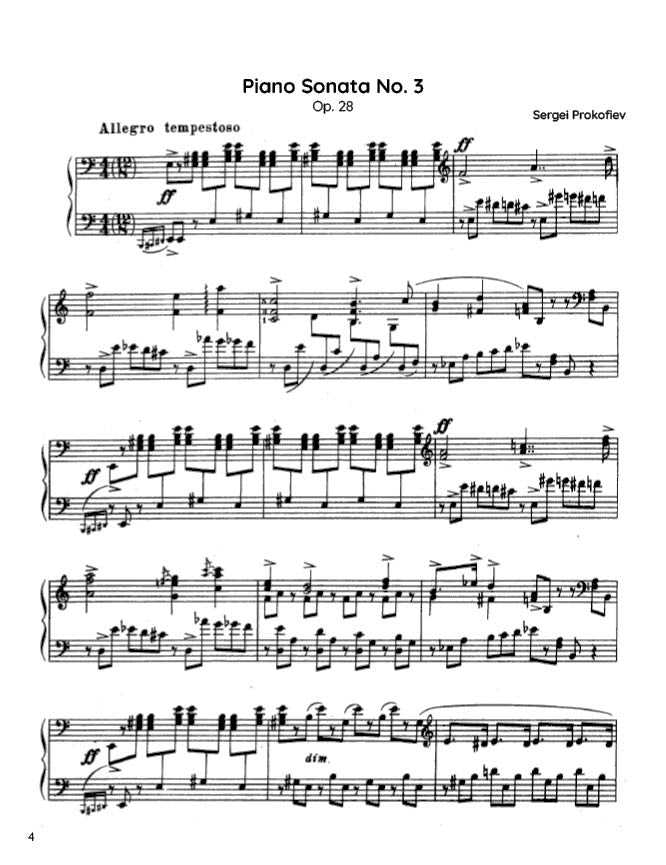 Prokofiev - Piano Sonata No. 3, Op. 28 (PDF Sheet Music / Digital Download)