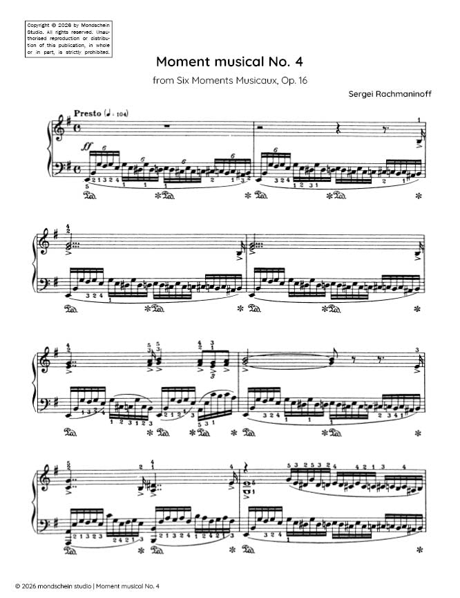 Rachmaninoff - Moment musical No. 4 from Six Moments Musicaux, Op. 16 (PDF Sheet Music / Digital Download)
