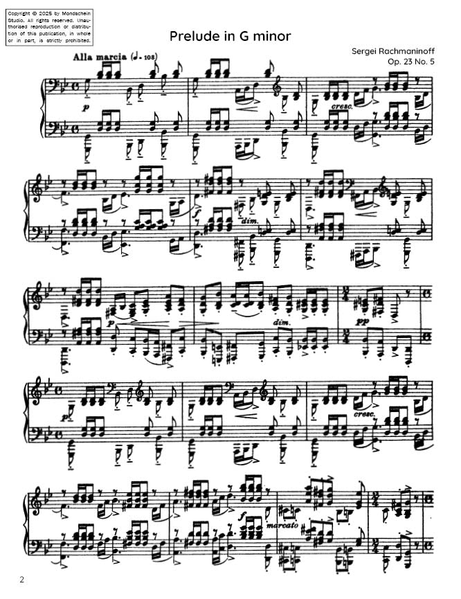 Rachmaninoff - Prelude Op. 23 No. 5 (PDF Sheet Music / Digital Download)