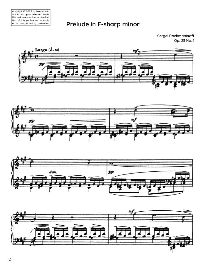 Rachmaninoff - Prelude Op. 23 No. 1 (PDF Sheet Music / Digital Download)