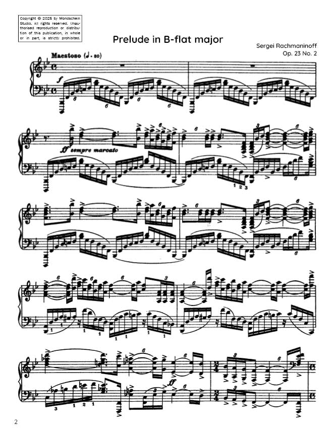 Rachmaninoff - Prelude Op. 23 No. 2 (PDF Sheet Music / Digital Download)