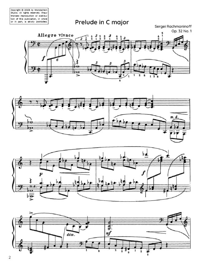 Rachmaninoff - Prelude Op. 32 No. 1 (PDF Sheet Music / Digital Download)