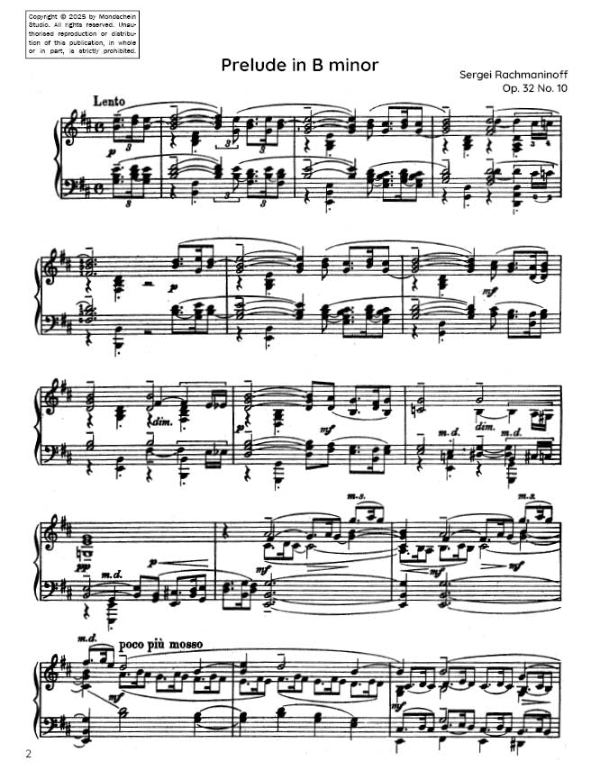 Rachmaninoff - Prelude Op. 32 No. 10 (PDF Sheet Music / Digital Download)