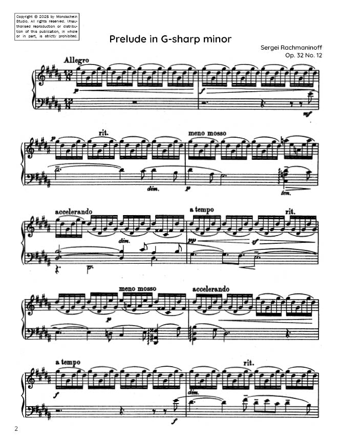 Rachmaninoff - Prelude Op. 32 No. 12 (PDF Sheet Music / Digital Download)