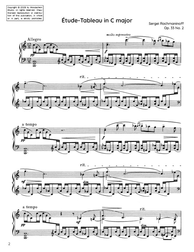 Rachmaninoff - Étude-Tableau in C major, Op. 33 No. 2 (PDF Sheet Music / Digital Download)