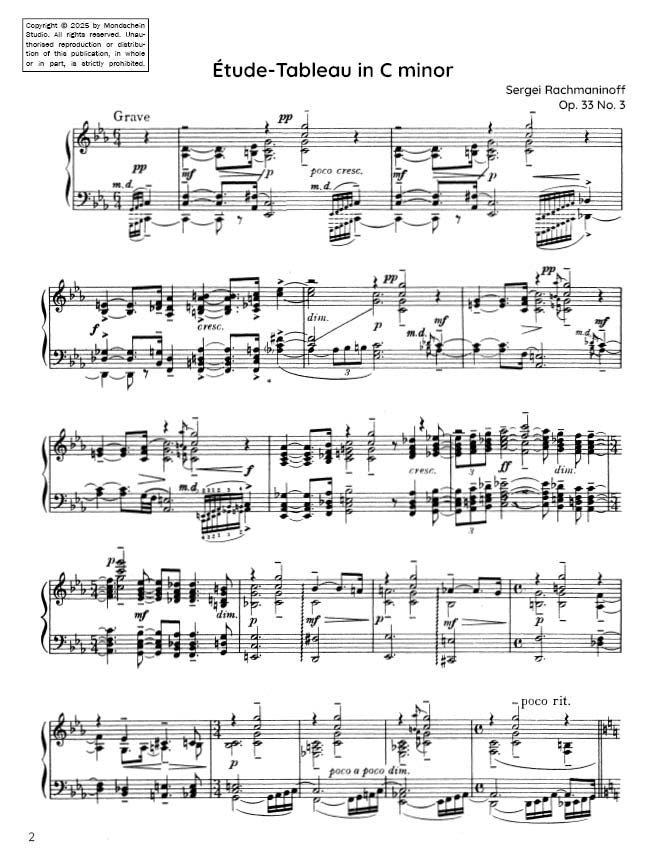 Rachmaninoff - Étude-Tableau in C minor, Op. 33 No. 3 (PDF Sheet Music / Digital Download)