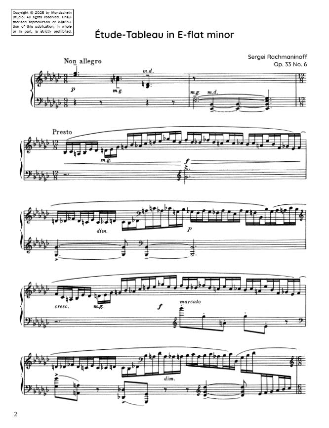 Rachmaninoff - Étude-Tableau in Eb minor, Op. 33 No. 6 (PDF Sheet Music / Digital Download)