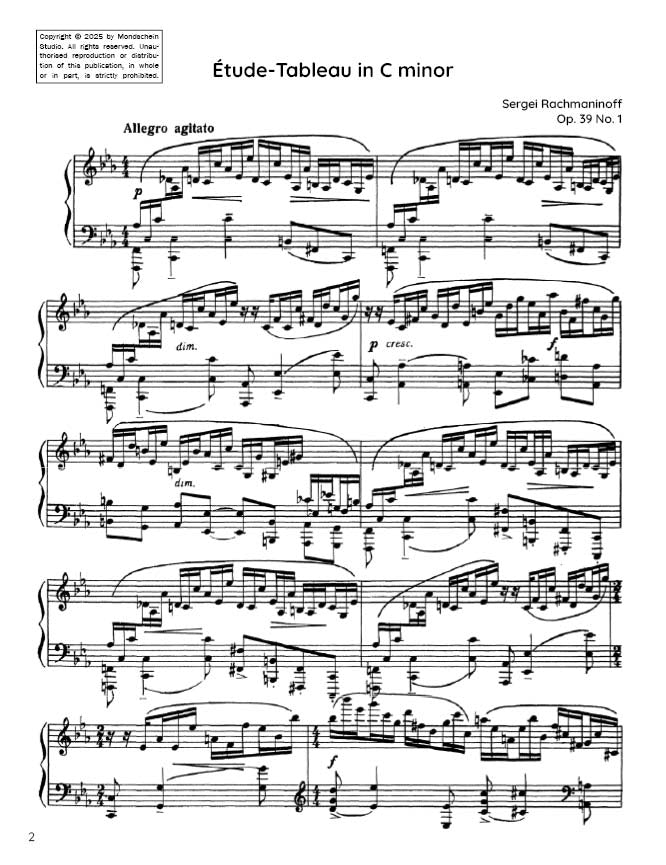 Rachmaninoff - Étude-Tableau in C minor, Op. 39 No. 1 (PDF Sheet Music / Digital Download)
