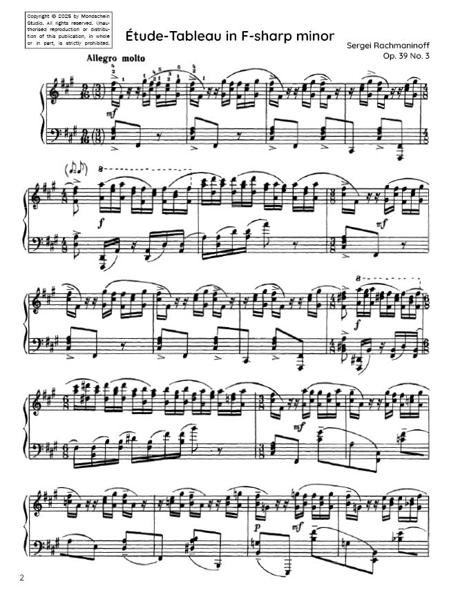 Rachmaninoff - Étude-Tableau in F-sharp minor, Op. 39 No. 3 (PDF Sheet Music / Digital Download)