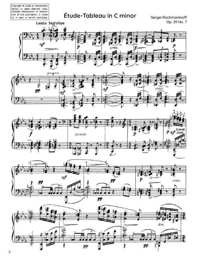 Rachmaninoff - Étude-Tableau in C minor, Op. 39 No. 7 (PDF Sheet Music / Digital Download)