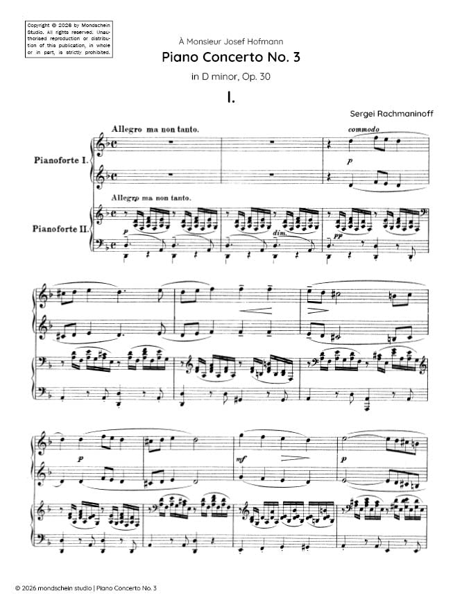 Rachmaninoff - Piano Concerto No. 3 in D minor, Op. 30 (PDF Sheet Music / Digital Download)