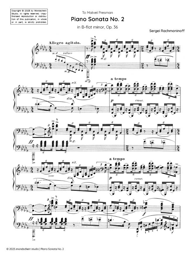 Rachmaninoff - Piano Sonata No. 2 in B-flat minor (1931 version), Op. 36 (PDF Sheet Music / Digital Download)