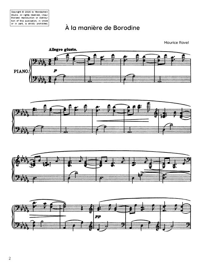 Ravel - À la manière de Borodine (PDF Sheet Music / Digital Download)