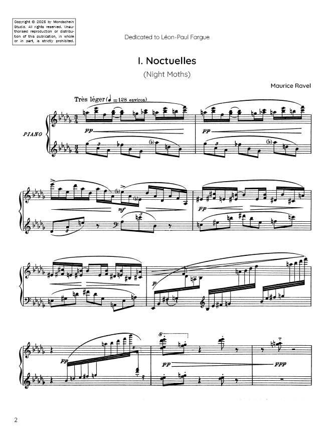 Ravel - Noctuelles, No. 1 from Miroirs (PDF Sheet Music / Digital Download)