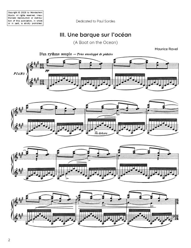 Ravel - Une barque sur l’océan, No. 3 from Miroirs (PDF Sheet Music / Digital Download)