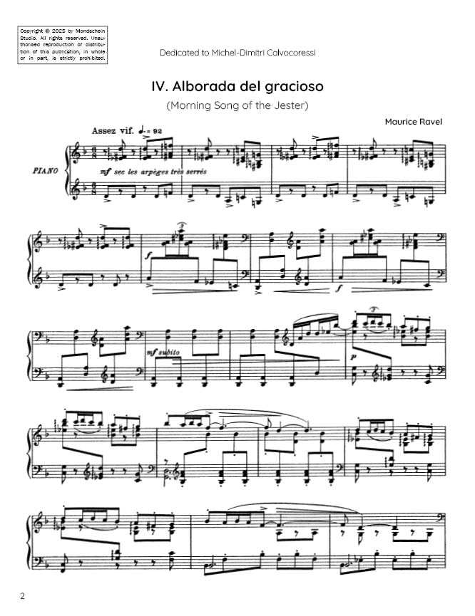 Ravel - Alborada del gracioso, No. 4 from Miroirs (PDF Sheet Music / Digital Download)