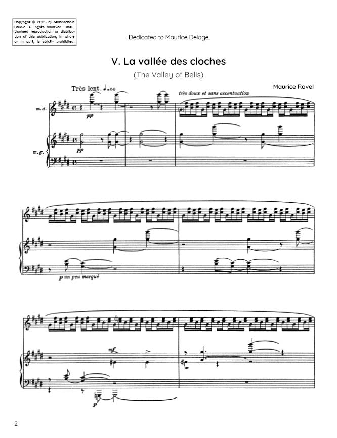 Ravel - La vallée des cloches, No. 5 from Miroirs (PDF Sheet Music / Digital Download)