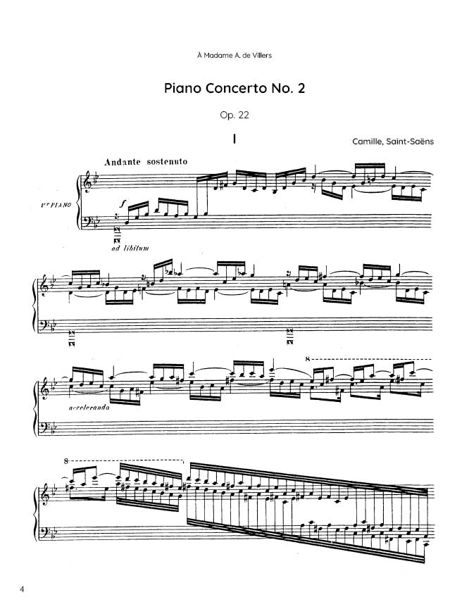 Saint-Saëns - Piano Concerto No. 2 in G minor, Op. 22 (PDF Sheet Music / Digital Download)