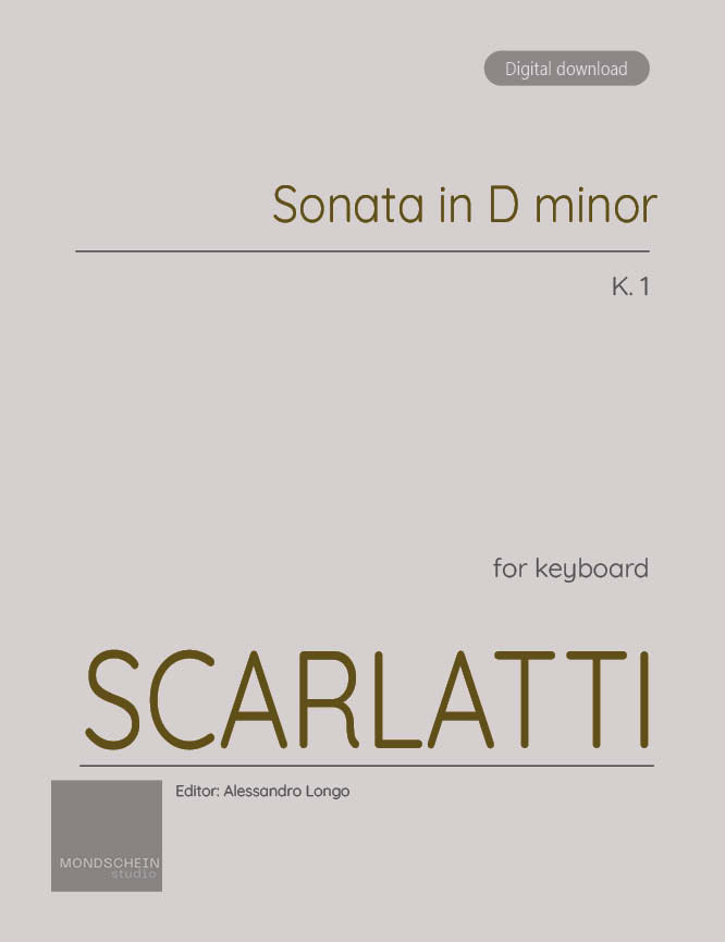 Scarlatti - Sonata in D minor, K. 1 (PDF Sheet Music / Digital Download)