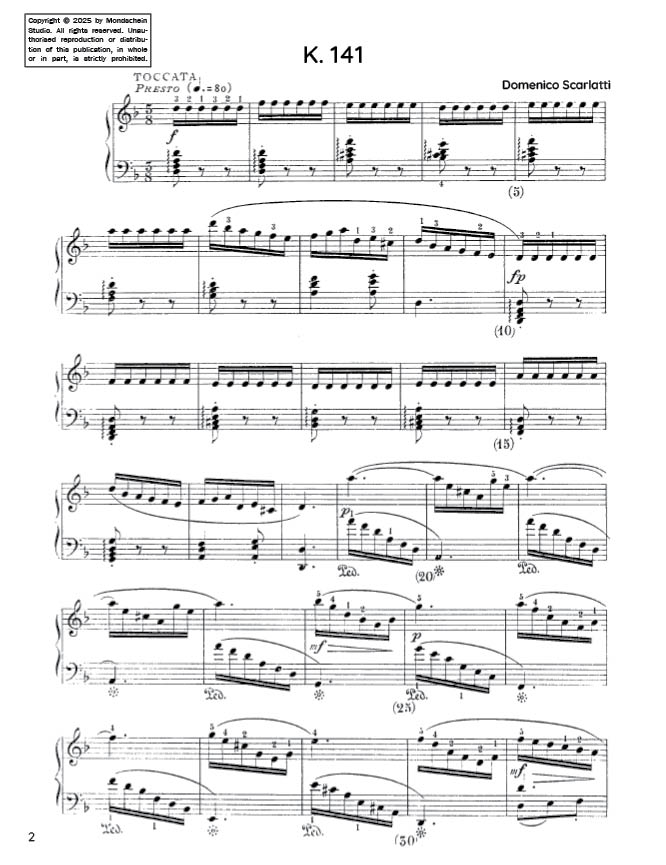 Scarlatti - Sonata in D minor, K. 141 (PDF Sheet Music / Digital Download)
