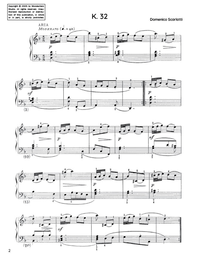Scarlatti - Sonata in D minor, K. 32 (PDF Sheet Music / Digital Download)