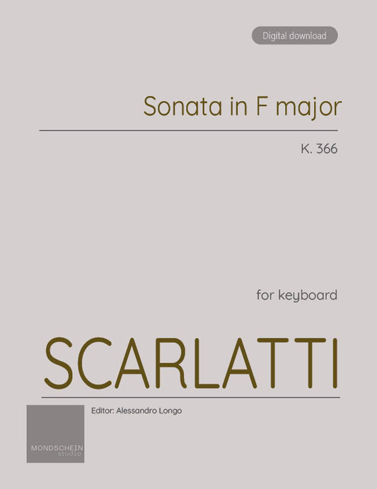 Scarlatti - Sonata in F major, K. 366 (PDF Sheet Music / Digital Download)
