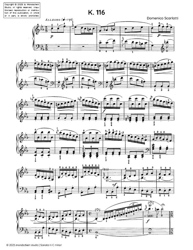 Scarlatti - Sonata in C minor, K. 116 (PDF Sheet Music / Digital Download)