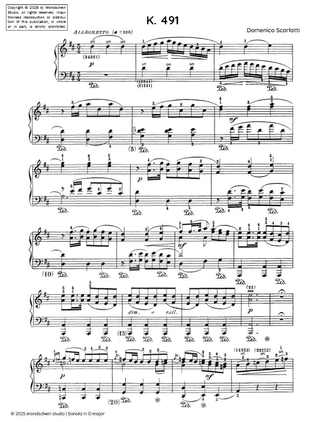 Scarlatti - Sonata in D major, K. 491 (PDF Sheet Music / Digital Download)