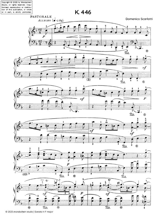Scarlatti - Sonata in F major, K. 446 (PDF Sheet Music / Digital Download)