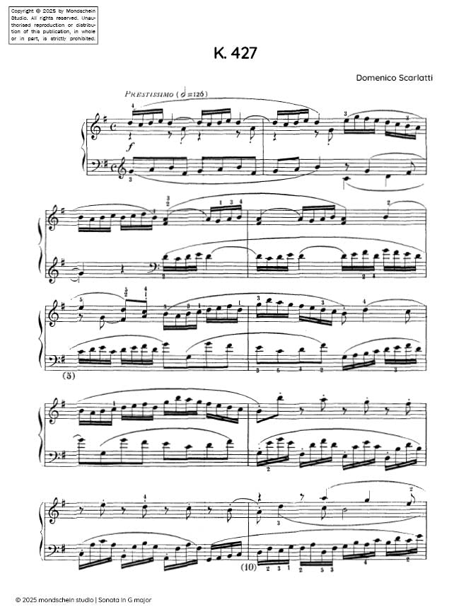 Scarlatti - Sonata in G major, K. 427 (PDF Sheet Music / Digital Download)