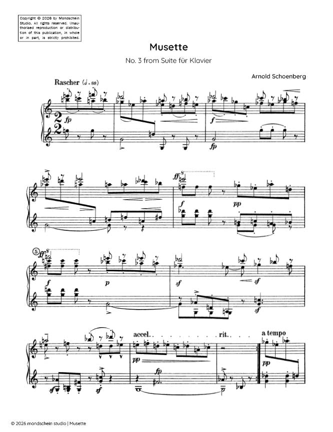 Schoenberg - Musette, No. 3 from Suite für Klavier, Op. 25 (Suite for piano) (PDF Sheet Music / Digital Download)