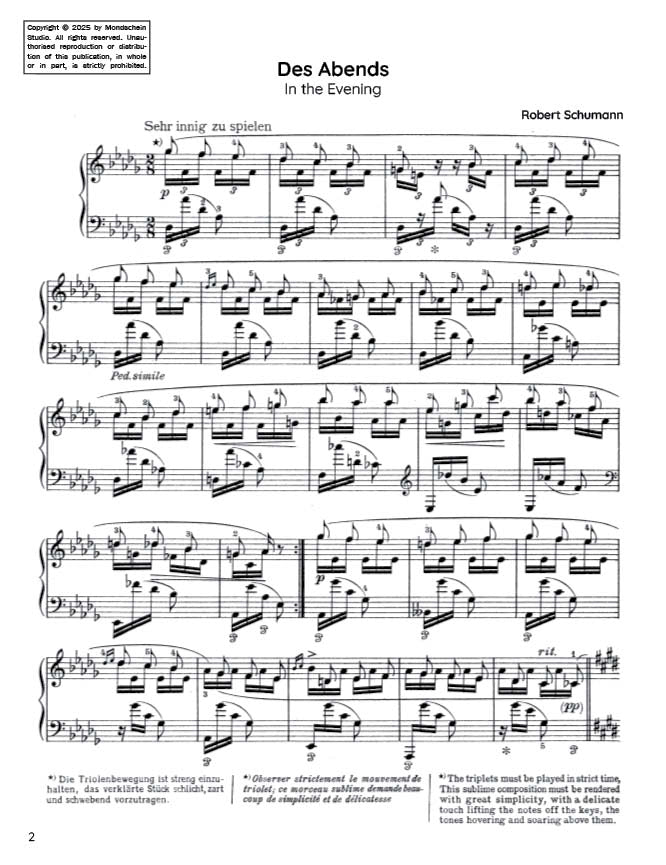 Schumann - Des Abends (In the Evening) from Fantasiestücke, Op. 12 No. 1 (PDF Sheet Music / Digital Download)