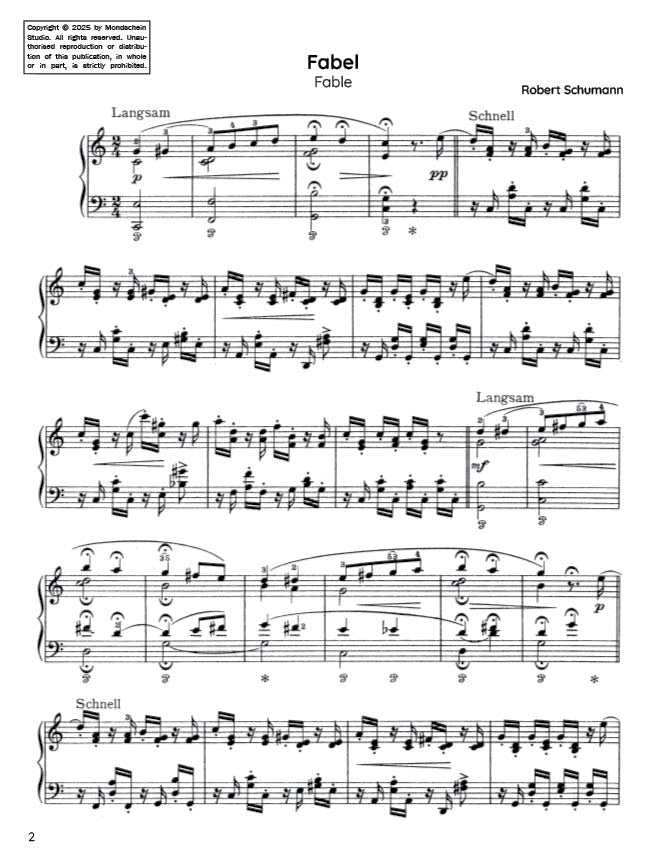 Schumann - Fabel (Fable) from Fantasiestücke, Op. 12 No. 6 (PDF Sheet Music / Digital Download)