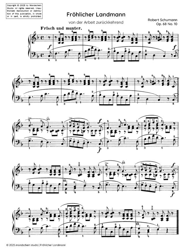 Schumann - Fröhlicher Landmann No. 10 from Album für die Jugend, Op. 68 (PDF Sheet Music / Digital Download)