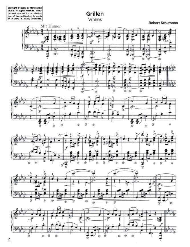 Schumann - Grillen (Whims) from Fantasiestücke, Op. 12 No. 4 (PDF Sheet Music / Digital Download)