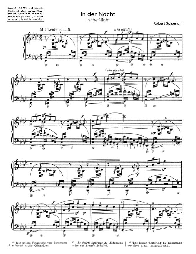 Schumann - In der Nacht (In the Night) from Fantasiestücke, Op. 12 No. 5 (PDF Sheet Music / Digital Download)