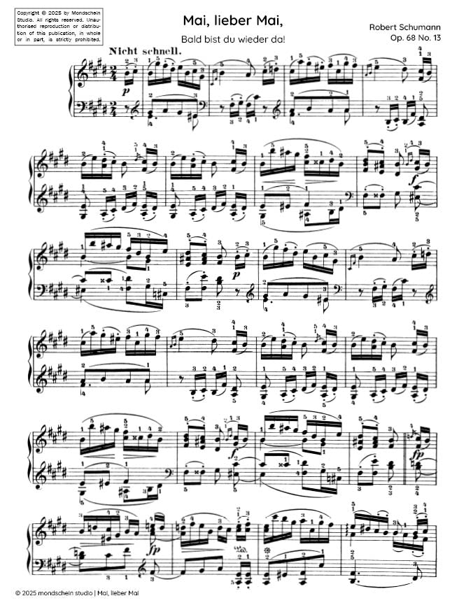 Schumann - Mai, lieber Mai, Bald bist du wieder da! No. 13 from Album für die Jugend, Op. 68 (PDF Sheet Music / Digital Download)