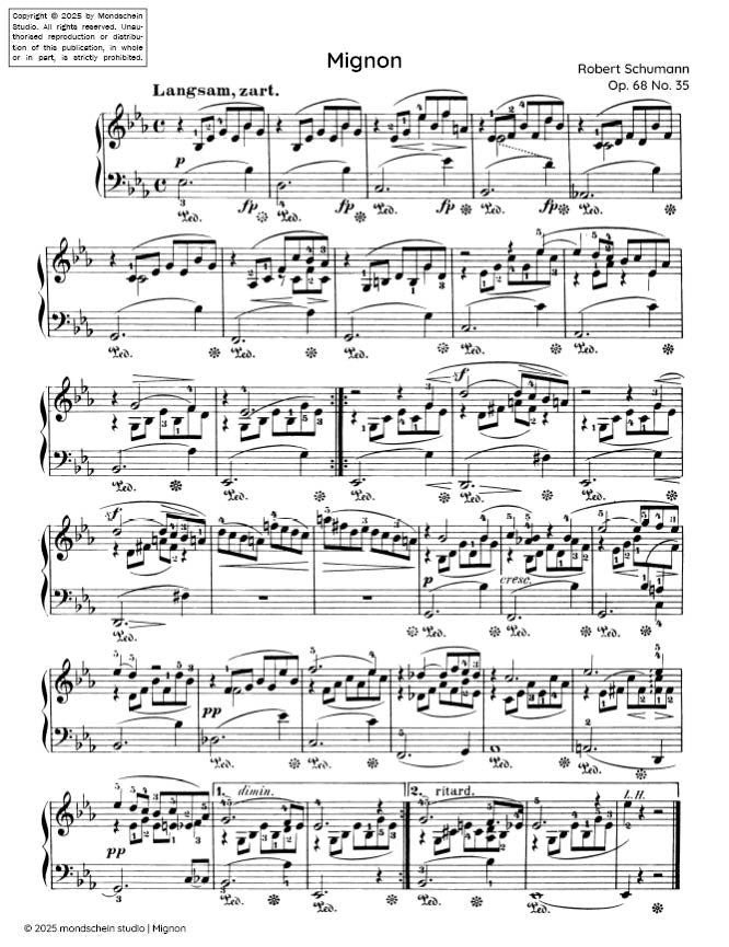 Schumann - Mignon No. 35 from Album für die Jugend, Op. 68 (PDF Sheet Music / Digital Download)