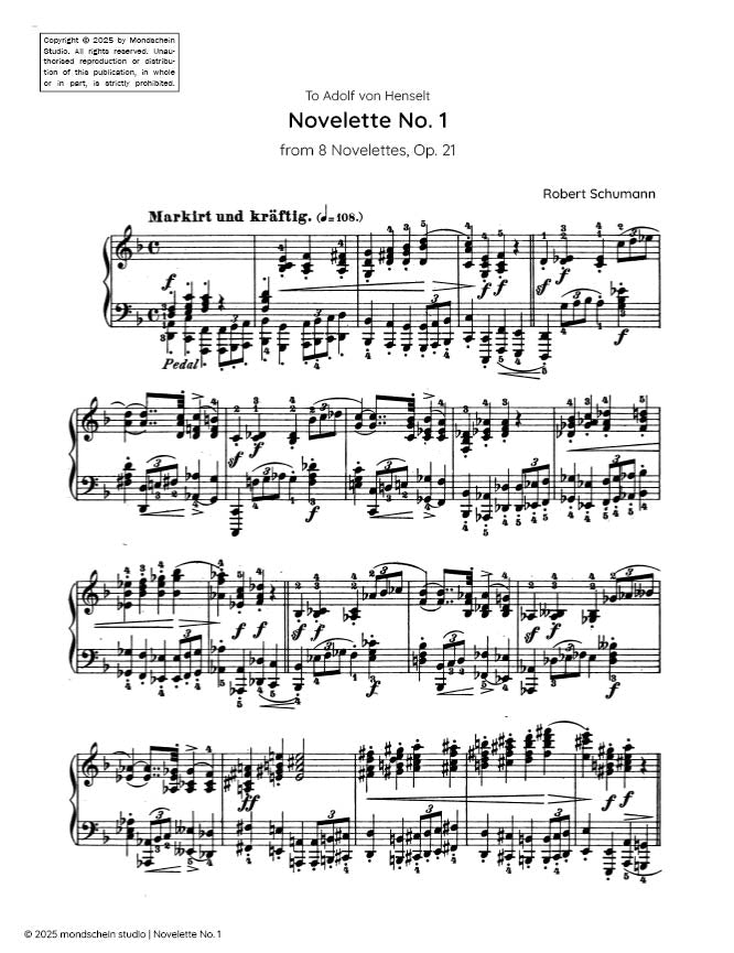 Schumann - Novelette No. 1 from 8 Novelettes, Op. 21 (PDF Sheet Music / Digital Download)