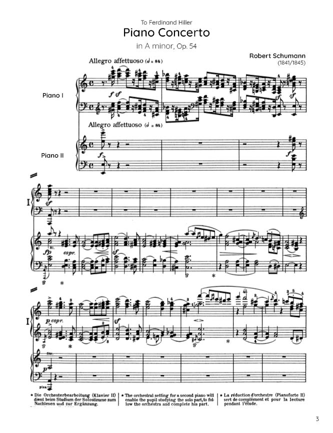 Schumann - Piano Concerto in A minor, Op. 54 (PDF Sheet Music / Digital Download)