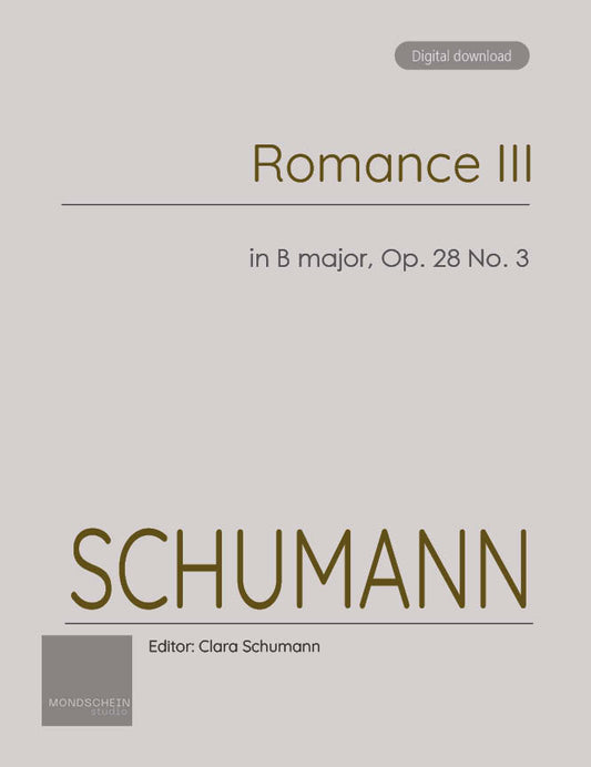 Schumann - Romance, Op. 28 No. 3 (PDF Sheet Music / Digital Download)