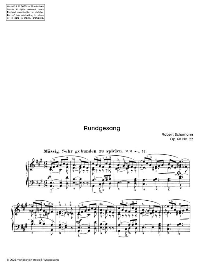 Schumann - Rundgesang No. 22 from Album für die Jugend, Op. 68 (PDF Sheet Music / Digital Download)