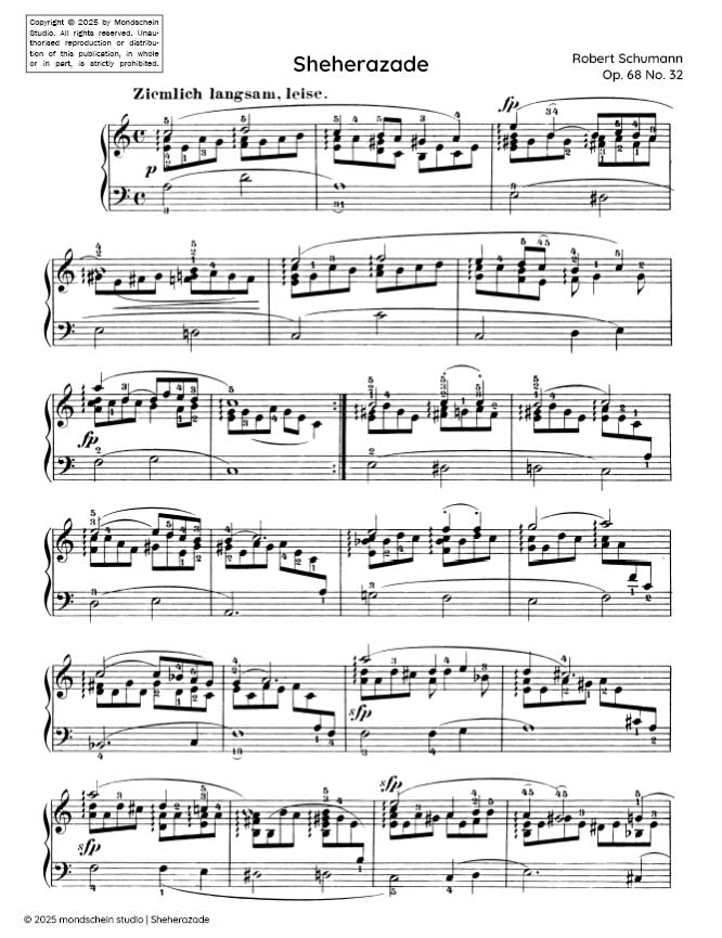 Schumann - Sheherazade No. 32 from Album für die Jugend, Op. 68 (PDF Sheet Music / Digital Download)