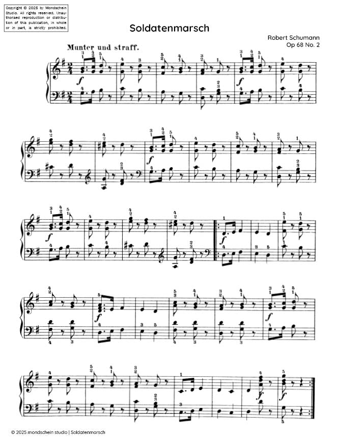 Schumann - Soldatenmarsch (Soldiers' march) No. 2 from Album für die Jugend, Op. 68 (PDF Sheet Music / Digital Download)